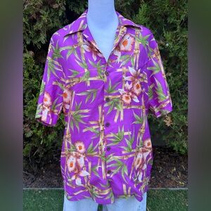 Unisex Alvish Enjoy Life Coral Purple Hawaiian Shirt with Floral Print size S